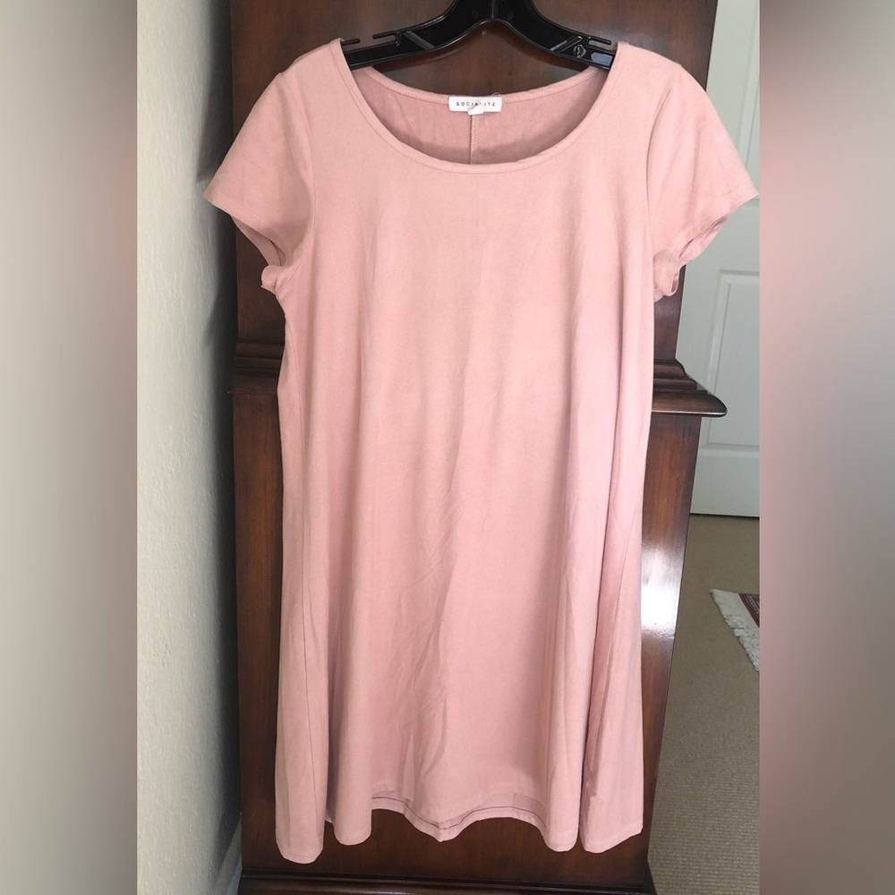 Socialite Blush Faux Suede Dress